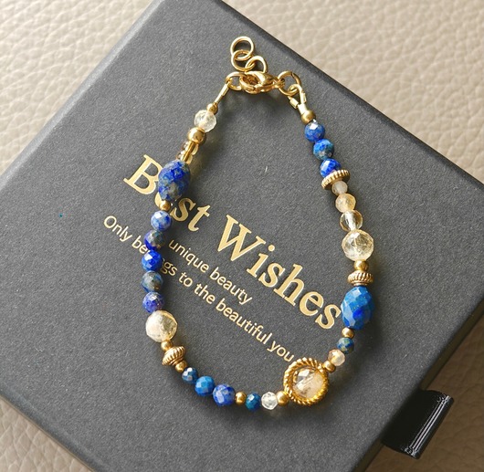 bransoletki złote Bransoletka lapis lazuli cytryn kryształ