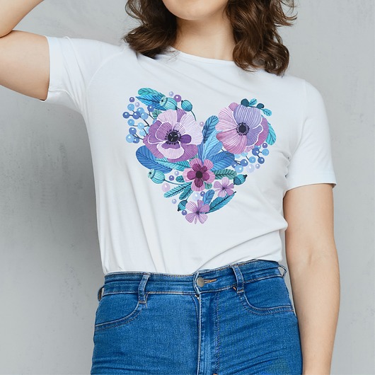 t-shirt damskie Koszulka damska Serce z kwiatów