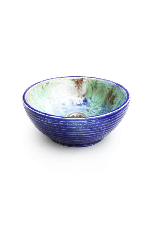 umywalki Ręcznie wykonana umywalka ceramiczna unikatowa - Granat i Turkus