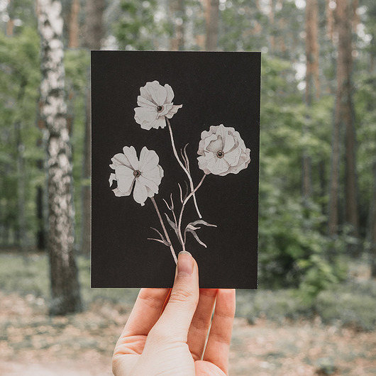 pocztówka | kartka | anemony | A6 Merely Susan