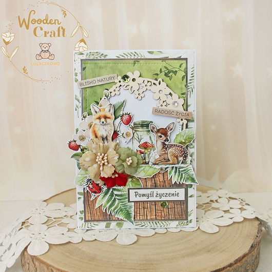 kartki scrapbooking Urodzinowa kartka w leśnym klimacie, prezent na urodziny "Woodland2"