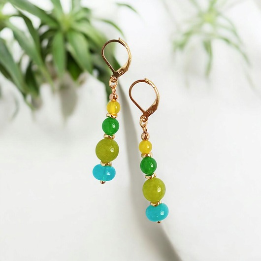 kolczyki z kamieniami Kolczyki SUMMER collection : 6cm : zieleń