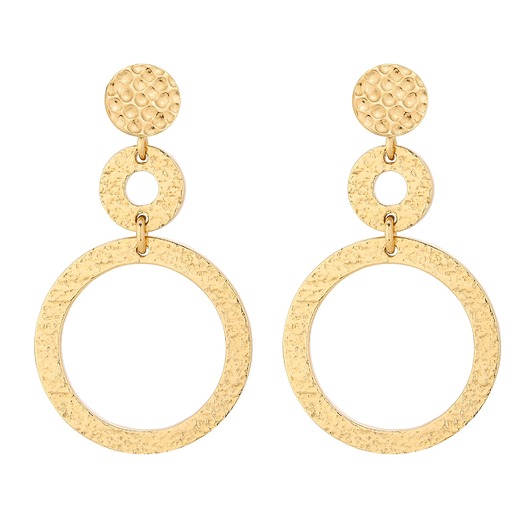 kolczyki srebrne Złote długie kolczyki z chropowatymi kołami