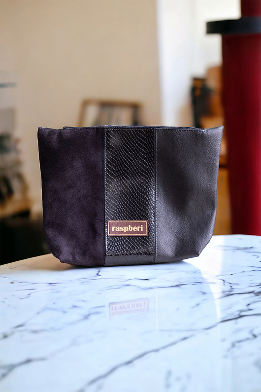kosmetyczki Duża czarna kosmetyczka patchwork