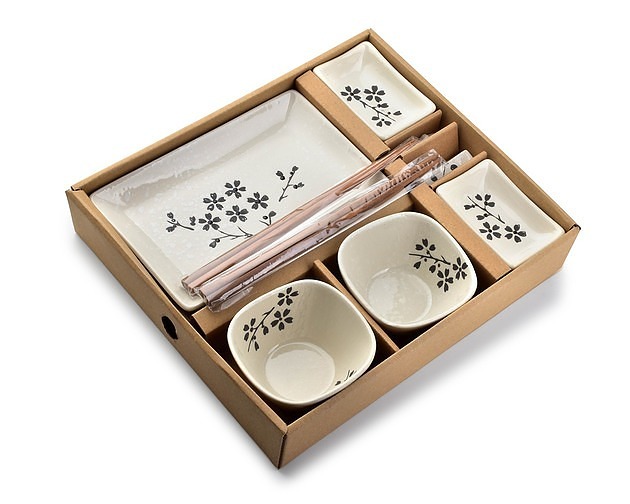 patery i talerze Zestaw Porcelanowy do Sushi 10 Elementów Bianco