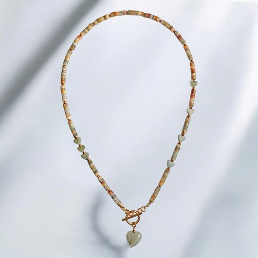 naszyjniki - inne Agat i labradoryt : serduszka : naszyjnik