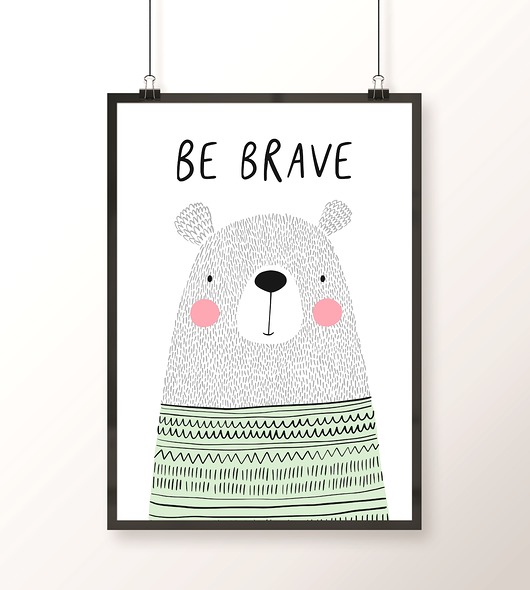 Plakat MIĘTOWY MISIEK skandi Well Wall