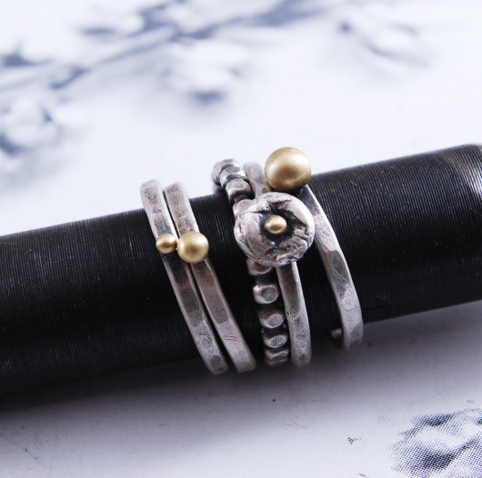 pierścionki - różne SET OF 5 - zestaw pierścionków srebrnych