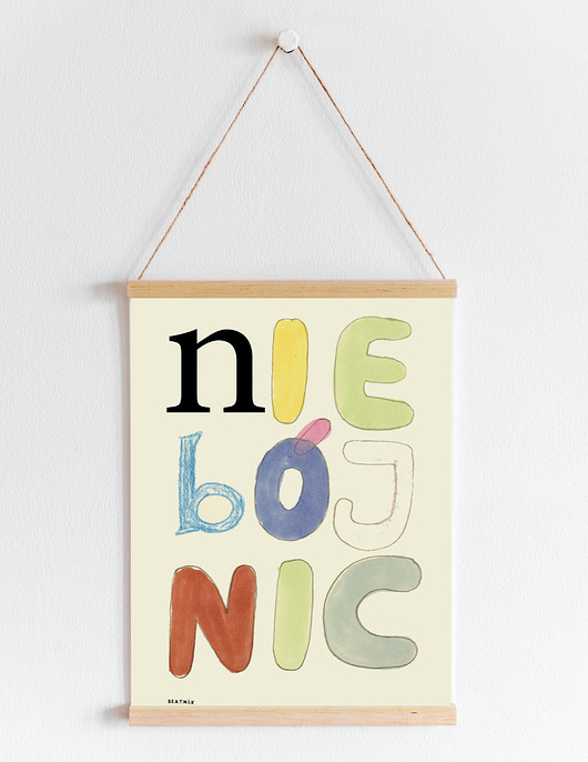 plakaty NIE BÓJ NIC afirmacyjny motywacyjny plakat typograficnzy napisy kolorowy