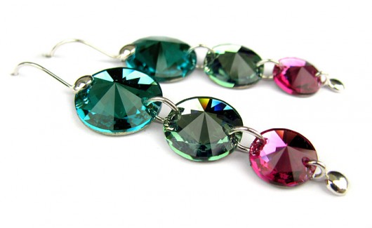 Kolczyki kryształ Swarovski mięta i fuksja -Icy mint Marisella