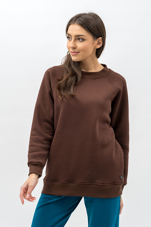 bluza bez kaptura damska Bluza basic ciepła ,,SEDA"  czekolada