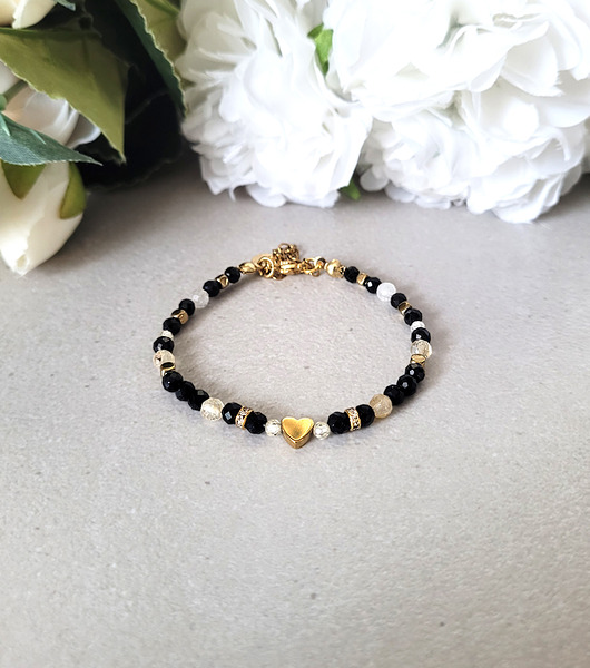 bransoletki z kamieni naturalnych Na BOGACTWO i obfitość z serduszkiem