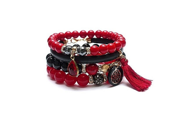 bransoletki z kamieni naturalnych Red and grey /23-01-23/ - set