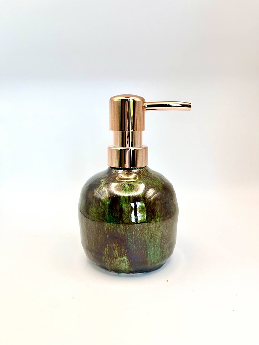 mydelniczki Dozownik na mydło Mydelniczka, zielony do łazienki, recznie robiony