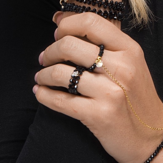 pierścionki elastyczne Pierścionek potrójny Swarovski Black