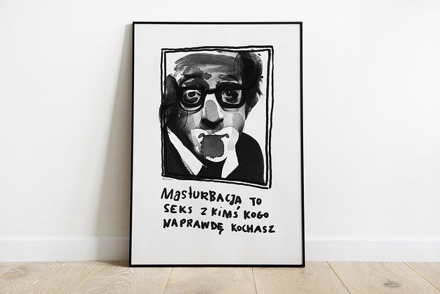 grafiki i ilustracje Masturbacja Self Love Woody Allen cytat plakat miłość walentynki