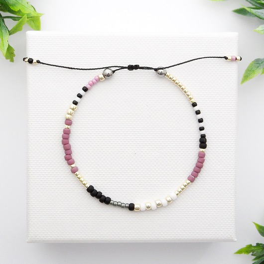 Bransoletka Minimal Hematite - Violet and Silver Ilovehandmade