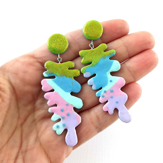 kolczyki z masy plastycznej Długie Kolorowe Nowoczesne Kolczyki