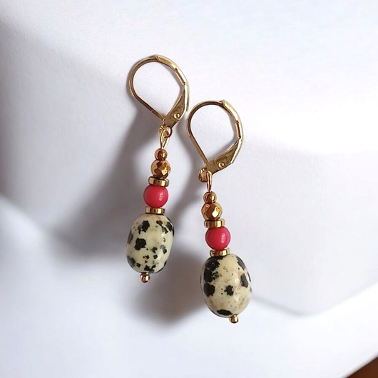 kolczyki z kamieniami Kolczyki : INDIA : jaspis, koral : bigle angielskie