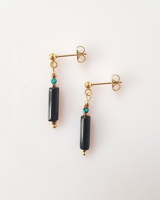 kolczyki z kamieniami Kolczyki z Onyksem Pasiastym