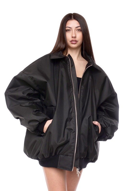 kurtki damskie Kurtka typu bomber oversize czarna collar