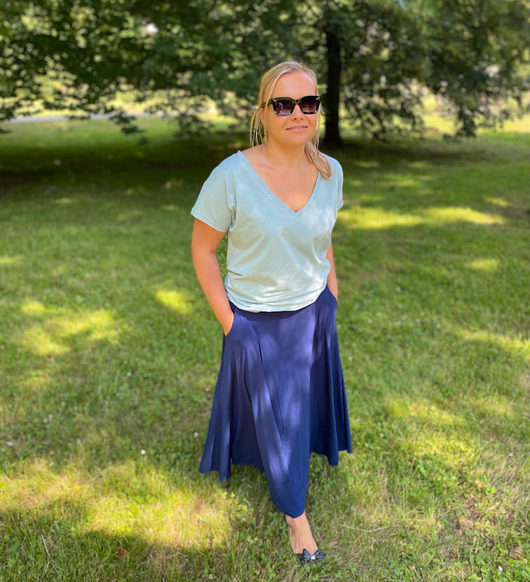 spódnice maxi Granatowa spódnica maxi z wiskozy ODCZAPY