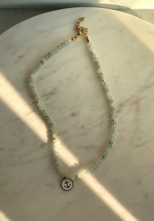 chokery Miętowy naszyjnik z kotwicą