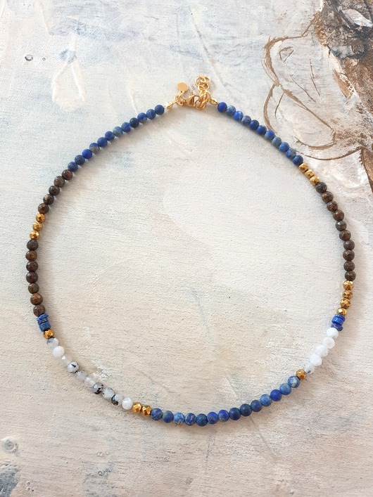 chokery Naszyjnik NEO bronzyt, lapis lazuli, kamień księżycowy