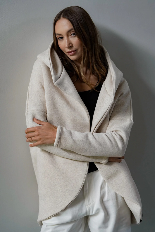 bluza z kapturem damska Peleryna do zadań specjalnych Beż Melanż