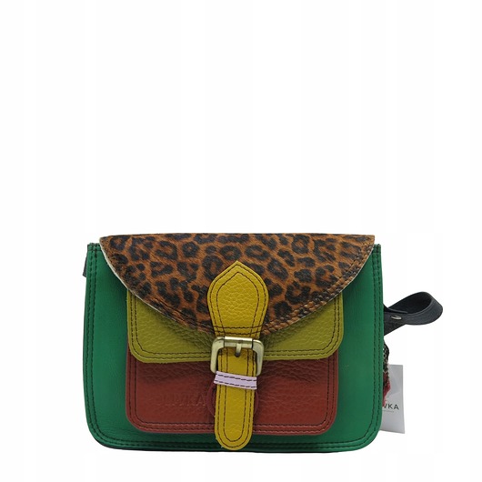 torby na ramię Skórzana torebka damska regulowany pasek oryginalna listonoszka eko OLIVKA