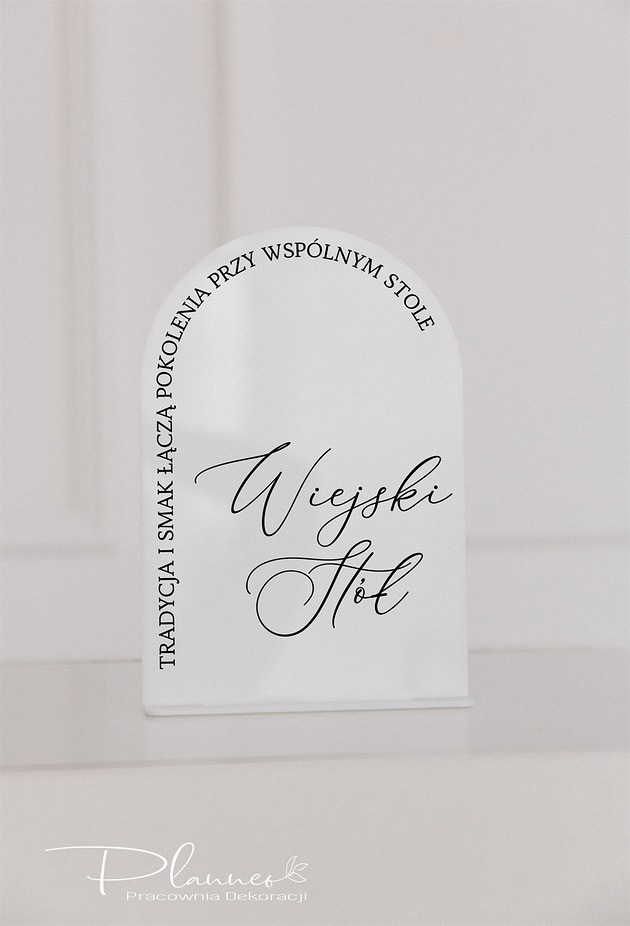 dodatki ślubne Tabliczka do postawienia elegancka z cytatem Wiejski Stół