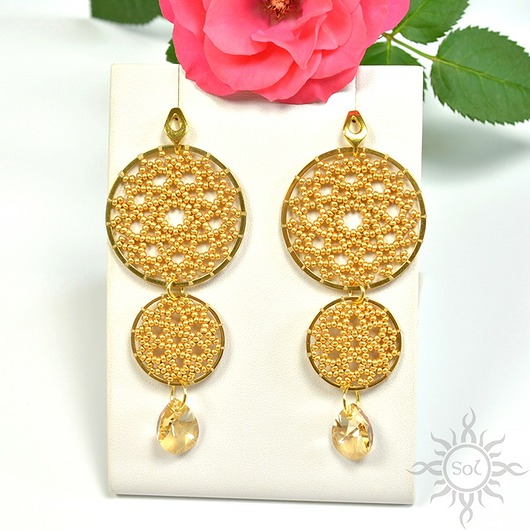 Lesaur I, koronkowe kolczyki, beading Sol