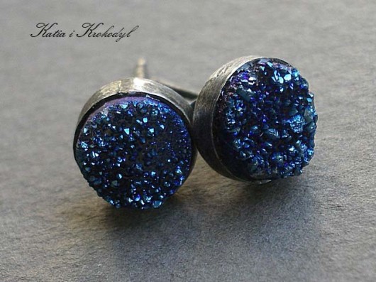 kolczyki wire wrapping Rozgwieżdżone niebo -sztyfty