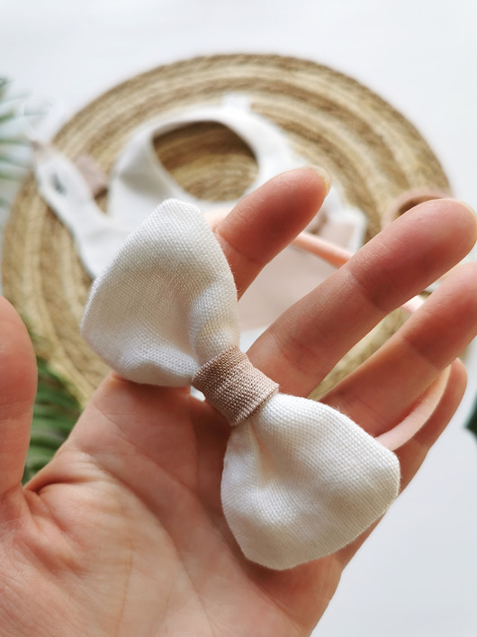 ozdoby do włosów dla dzieci Opaska bezuciskowa z kokardką lnianą