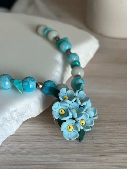 bransoletki z kamieni naturalnych Bransoletka handmade Niezapominajka