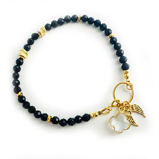 bransoletki z kamieni naturalnych NOC KAIRU, bransoletka ze skrzydełkami i kryształem górskim