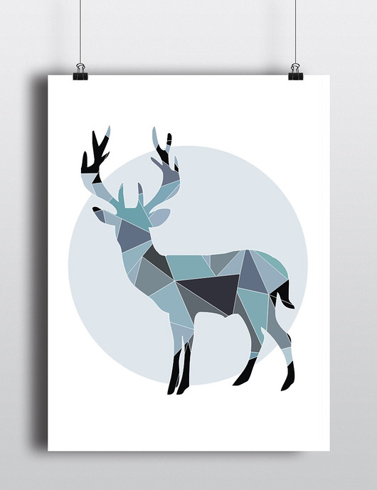plakat Jeleń Cytryna design