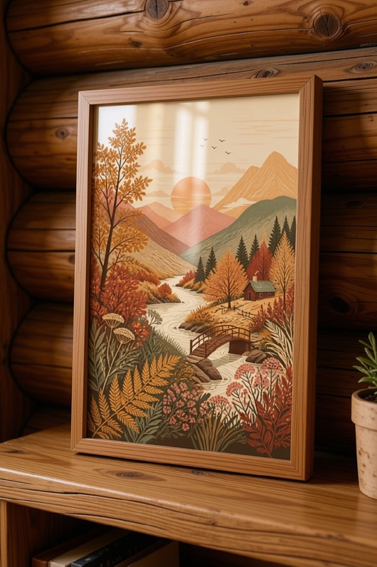 grafiki i ilustracje PLAKAT pokój dziecka las jesienny ilustracja grafika góry