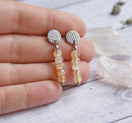kolczyki z kamieniami Kolczyki cytryn - obfitość - drobne