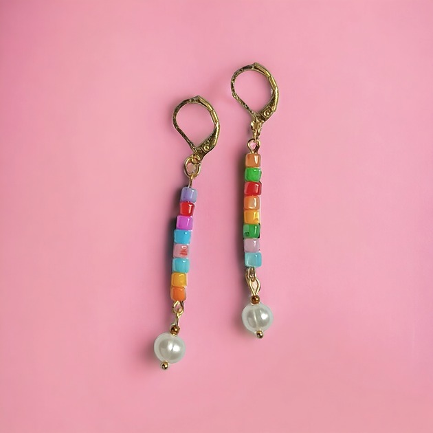 kolczyki z kamieniami Kolczyki długie : summer collection  : muszla i perły