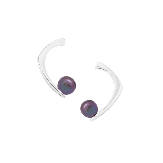 kolczyki srebrne PEARL / glossy silver earrings with dark pearl