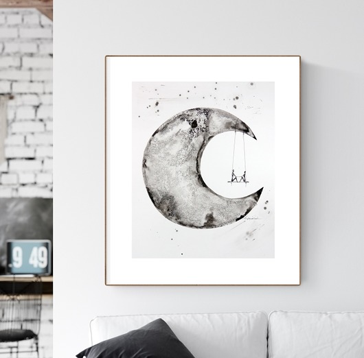 grafika 40 x 50 cm wykonana ręcznie, abstrakcja Krystyna Siwek Art