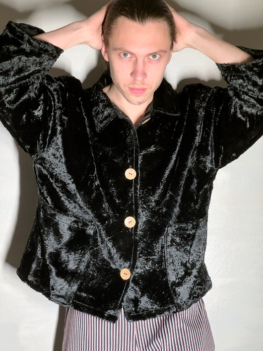 marynarki damskie Żakiet czarny miękki błyszczący