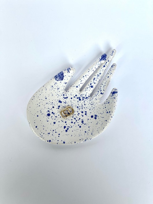 dodatki - różne Ceramiczna Dłoń Niebieskie Ciapki