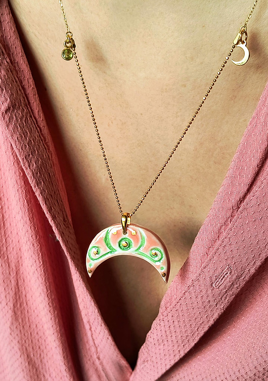 złote naszyjniki Naszyjnik pozłacany Lunula Różowa Magia Kolekcja Parian