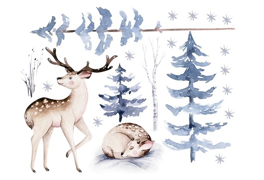 naklejki ścienne do pokoju dziecka Zestaw naklejek ściennych Cosy Winter 150