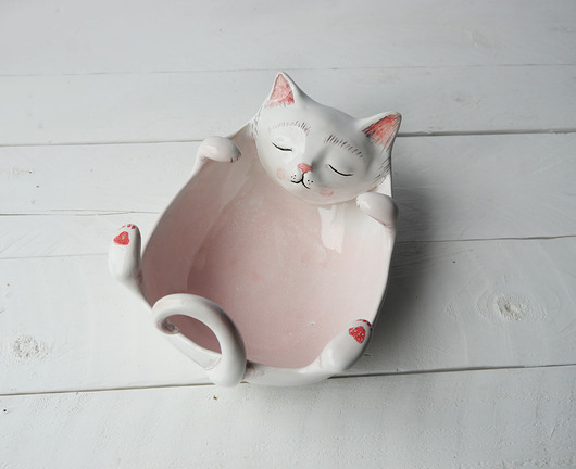 Kotek miseczka, yarn bowl Bordo