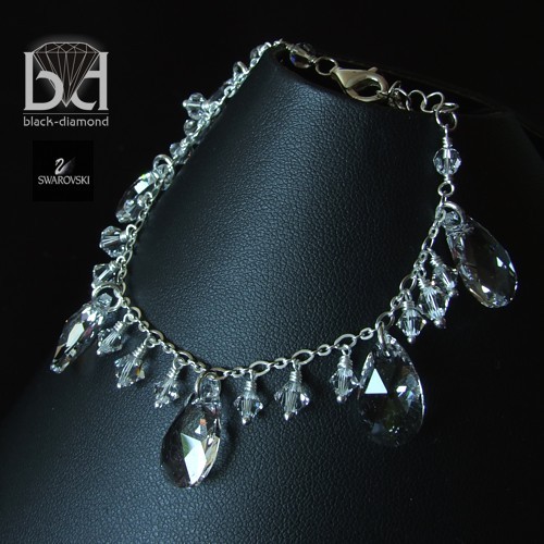 Brasoletka - Krystaliczne Krople kryształ Swarovski Black Diamond