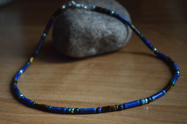 biżuteria męska Lapis lazuli  Tygrysie Oko  Chryzokola  Naszyjnik męski