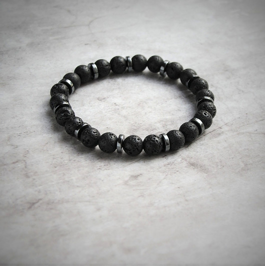 biżuteria męska Męska bransoletka : lawa & hematyt